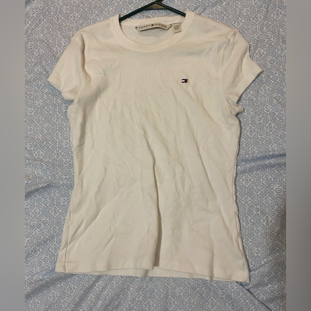 Tommy Hilfiger Women's Cream Short Sleeve Tee
